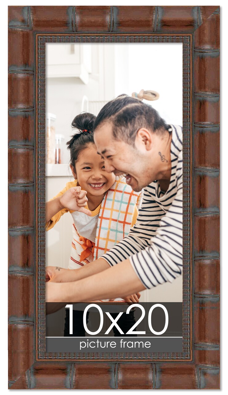10x20 Wide Bamboo Picture Frame with UV-Resistant Acrylic & Acid Free Backing, Available in 4 Finishes - Brown, Black, Silver, and Natural